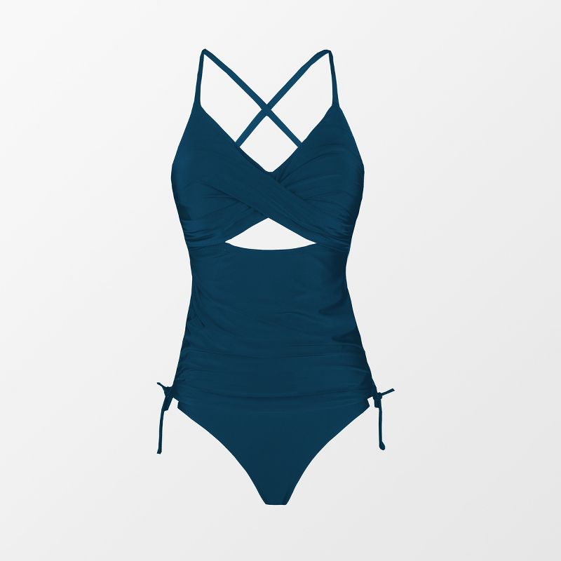 Women's Maternity Cutout Drawstring Swimsuit Tankini Set - Cupshe, 2 of 8