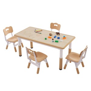 VEVOR Kids Table and 4 Chairs Set, Height Adjustable Toddler Table and Chair Set, Graffiti Desktop, Children Multi-Activity Table - 1 of 4