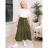 Girl's Button Midi Skirts Casual High Elastic Waist A Line Pleated Midi Chiffon Pink Skirts with Pockets - 4 of 4