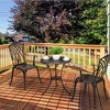 Whizmax Cast Aluminum Patio Bistro Set with Umbrella Hole, 3 Piece Outdoor Bistro Set Rust-Resistant, for Garden,Backyard, Patio Balcony - 3 of 4