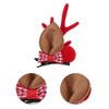 Unique Bargains Christmas Hair Clips Antlers Bow Tie for Christmas 3.15"x1.77" Red 1 Pair - image 3 of 4