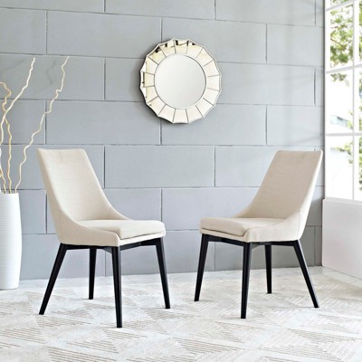 Elegant Beige Upholstered Wood Side Chair Set