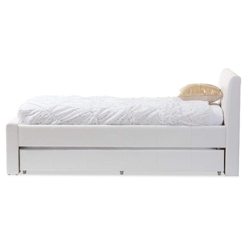 Twin Cosmo Modern And Contemporary Faux Leather Trundle Bed White - Baxton Studio, 4 of 7