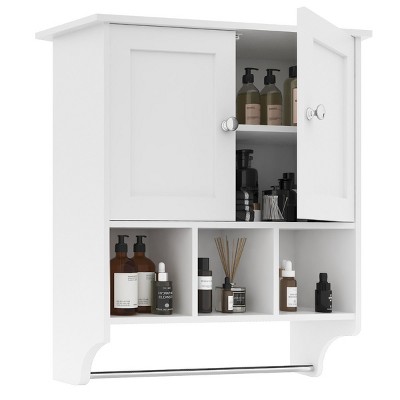 KTMBDW Bathroom Wall Cabinet, Medicine Cabinet with Open Partition and Towel Bar, Storage Cabinet with Storage Space, for Bathroom, Living Room