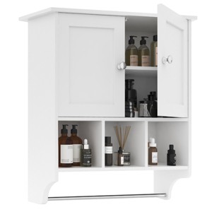 KTMBDW Bathroom Wall Cabinet, Medicine Cabinet with Open Partition and Towel Bar, Storage Cabinet with Storage Space, for Bathroom, Living Room - 1 of 4