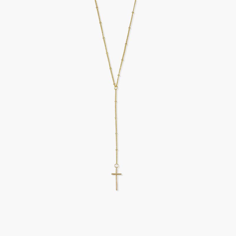 sanctuaire Beaded Rosary Cross Necklace Gold, 2 of 4