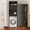 VINGLI Over The Toilet Storage Cabinet White Bathroom Storage Organizer Above The Toilet Shelf with Acrylic Glass Double Doors Espresso - 3 of 4
