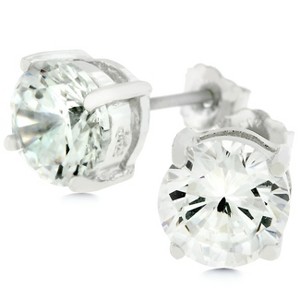 Slickblue Sterling Silver Rhodium Plated 6.25mm Cubic Zirconia Round Stud Earrings for Women, 3.89 Carat - 1 of 3