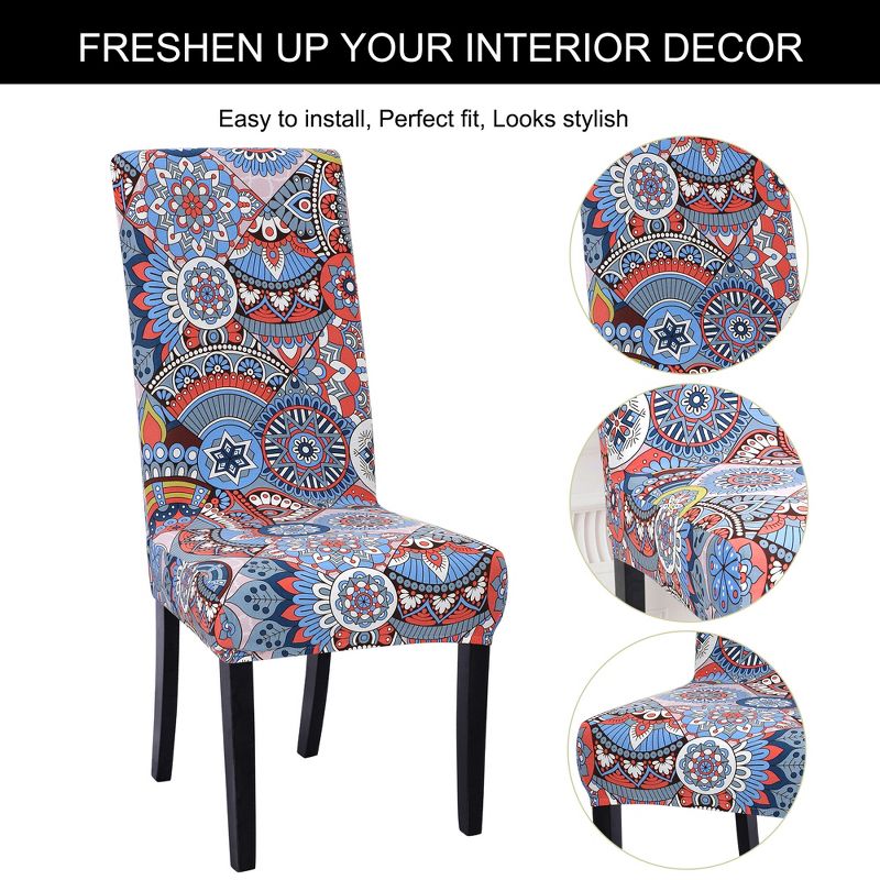 Dining Chair Covers Stool Slipcover Stretch Spandex Chair Protectors Short Kitchen Chair Seat Cover Multicolor M, 4 of 5