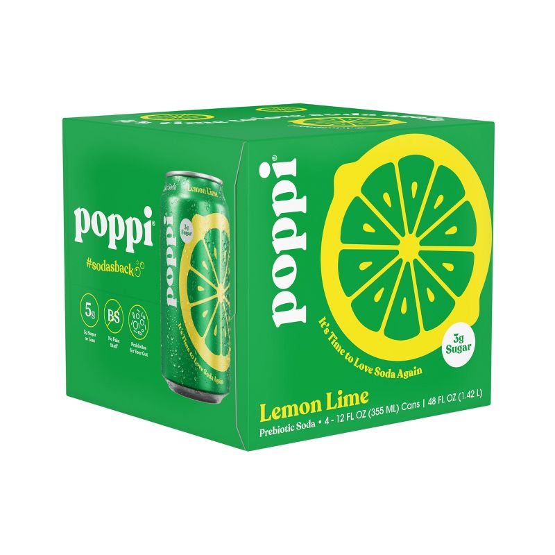 Poppi Lemon Lime Prebiotic Soda - 4pk/12 fl oz Cans, 1 of 7