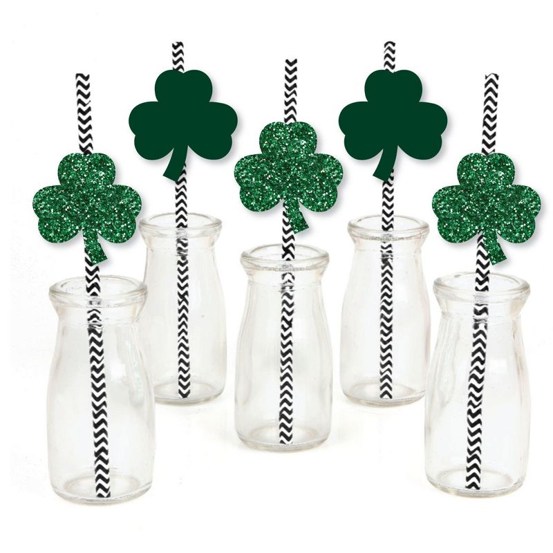 Big Dot of Happiness St. Patrick's Day Paper Straw Decor - Saint Paddy's Day Party Striped Decorative Straws - Set of 24, 1 of 8
