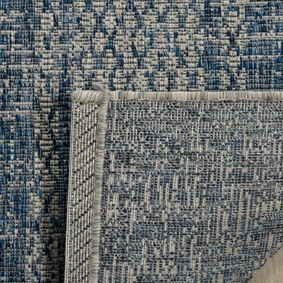 Light Grey/Blue Synthetic Easy-Care Rectangular Area Rug