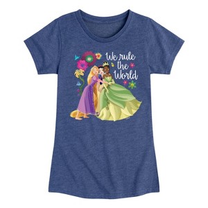 Girls' - Disney Princess - Tiana Snow White Rapunzel We Rule The World Fitted Short Sleeve Graphic T-Shirt - 1 of 4