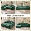 Wooakway 104"W*24"H Beige/Green/Gray/Black 4 Seat Sectional Sofa Small Space Armrest Soft Touch 5 Pillows Luxury Plush Easy Assembly - 4 of 4