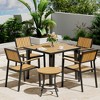 Pamapic 6-Piece Aluminum Outdoor Patio Dining Set with Square Table, Small Side Table and 4-Stackable Chairs - 3 of 4