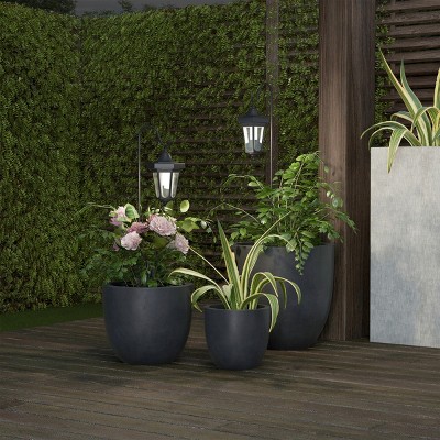 Black Solar LED Lanterns with Shepherd Hooks - Set of 2