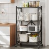 SUGIFT 4-Tier Storage Shelf Foldable Metal Shelving Units with Wheels, Black - 2 of 4