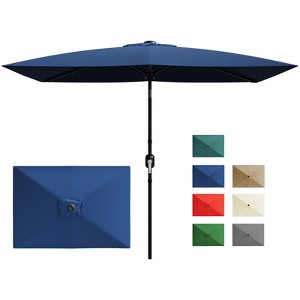 10ft x 6.5ft Rectangular Patio Umbrella  Outdoor Market Umbrella with 6  Ribs  Easy Crank & Push Button Tilt  UV Protection for Garden, Deck, Lawn  : Target