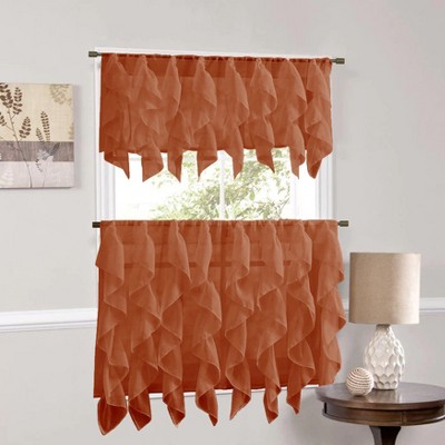 Sheer Voile Vertical Ruffle Window Kitchen Curtain by Sweet Home Collection®