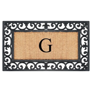 A1HC Natural Rubber & Coir 18x30, Monogrammed Doormat For Outdoor Entrance, Anti-Shed Treated Mat - 1 of 4