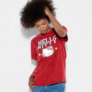 Women's Hello Kitty Oversized Short Sleeve Graphic T-Shirt - Washed Red - 1 of 3