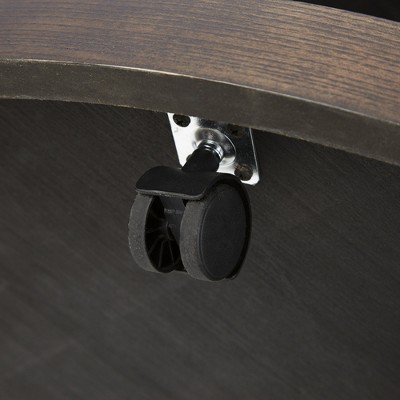 Round Espresso Brown Wood and Gold Metal Coffee Table