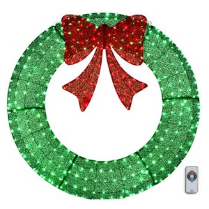 SEVOBAL Wreaths 60in Outdoor Christmas Wreath Decoration Holiday Decor for Home Exterior Christmas Outdoor Decorations, Green, 60"*5"*60" - 1 of 4