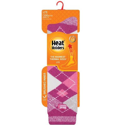 Heat Holder® Women's Long Argyle LITE™ Socks| Thermal Yarn | Medium-Thick Socks Casual Shoes + Boots | Warm + Soft, Hiking, Cabin, Cozy at Home Socks | 5X Warmer Than Cotton