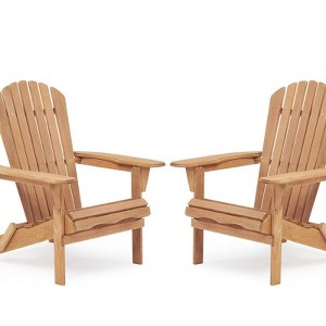 FONTOI Accent Chair, Folding Adirondack Chair with 2 Wood Lounge Chair for Garden, Lawn, Fire Pit, 31*36*28 - 1 of 4