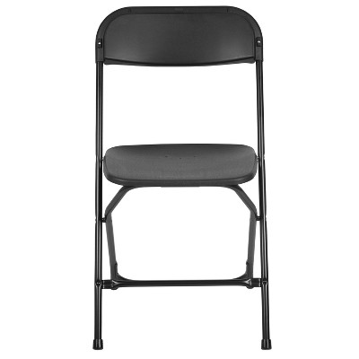 black plastic folding chairs