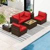 Costway 7 Pieces Outdoor Furniture Set with 32" Fire Pit Table and Propane Tank Cover Black/Navy/Red/White/Turquoise - 4 of 4