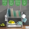 LunaLulinlk Kitchen Stainless Steel Dish Cup Drying Rack Holder 2-Tier Dish Rack Sink Drainer - 4 of 4
