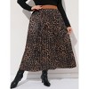 Plus Size Pleated Skirt Women's Plus Size Skirt Elastic Waist Boho Skirts Plus Size Midi Skirts for Curvy Women with Pockets (Black&White,2XL) - 2 of 4