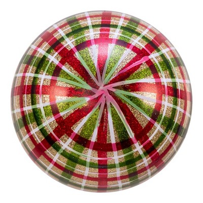 Plaid Glitter Glass Christmas Ball Ornaments Set of Six