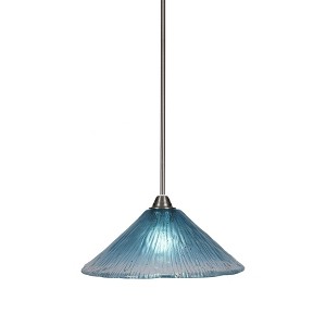 Toltec Lighting Paramount 1 - Light Pendant in  Brushed Nickel with 16" Teal Crystal Shade - 1 of 1