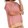 Women's Split Neck Puff Sleeve Blouse - umgee - 2 of 4