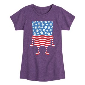 Girls' - SpongeBob SquarePants - Silhouette Stars Stripes Fitted Short Sleeve Graphic T-Shirt - 1 of 4