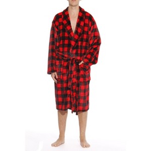 46903-1A-M #FollowMe Printed Plaid Velour / Flannel Robe / Robes for Men - 1 of 2