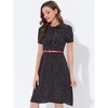 INSPIRE CHIC Women's Peter Pan Collar Tie Neck Short Sleeve A-Line Elegant Belted Floral Dress - 2 of 4