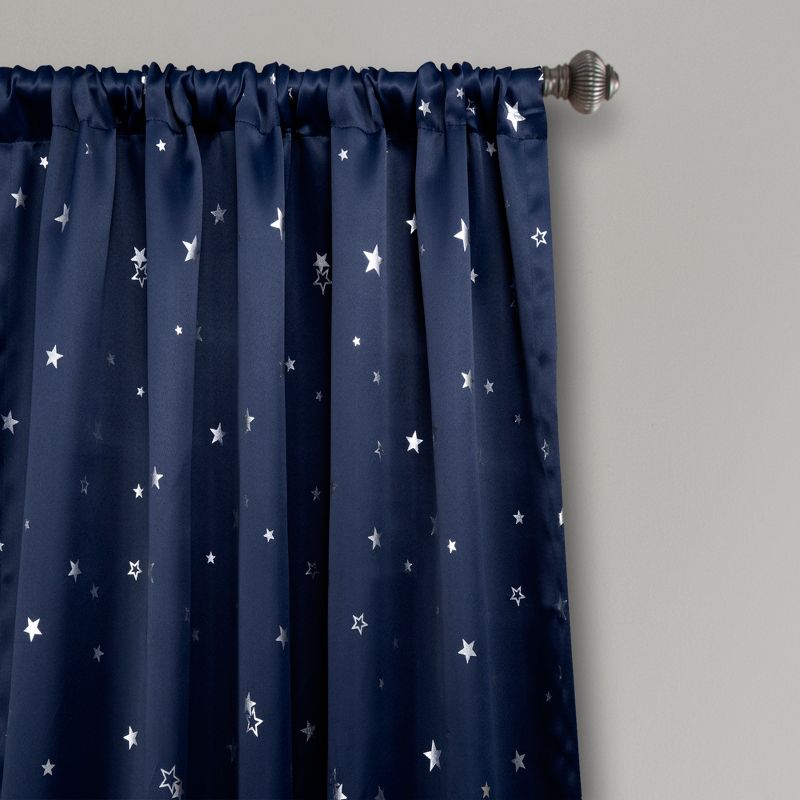 2pk 52&#34;x84&#34; Room Darkening Star Curtain Panels Navy - Lush D&#233;cor, 3 of 7