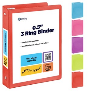 3 Ring Binder Clear View Cover with 2 Inside Pockets, Colored School Supplies Office and Home Binders – by Enday - 1 of 4
