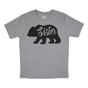 Youth Sister Bear T shirt Cute Funny Cool Camping Family Tee For Little Sister - Crazy Dog Youth T Shirt - 1 of 4