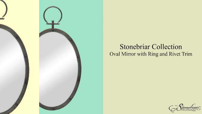 24.8&#34; x 14.2&#34; Oval Metal Wall Mirror with Rivet Trim Dark Gray - Stonebriar Collection, 2 of 7, play video