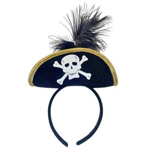 4E's Novelty Black Pirate Headband for Women & Girls - Pirate Headband with Skull & Feather Pirate Hat, Perfect Pirate Headpiece Women for Halloween - 1 of 4