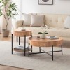 Round End Table Farmhouse Side Table with Drawer Wood Circle End Tables Small Bedside Table Metal Frame Nightstand for Living Room, Bedroom - 2 of 4