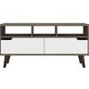 53.9" Manufactured Wood TV Stand for TVs up to 60" with Two Drawers, Three Open Shelves, and Four Legs for Living Room - 3 of 4
