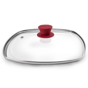 Cuisinel Square Glass Lid for Grill Pans with Steam Vent - 10.5"-Inch, Fits Lodge Cast Iron, Oven Safe, Reinforced Stainless Steel Rim. - 1 of 4