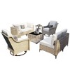 XIZZI 8PCS Furniture Set, Modular Sectional Sofa with Swivel Rocking Chairs and Side Table, Outside Coversation Set with Solar Coffee Table - 2 of 4