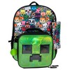 Minecraft 5 PC Backpack Set, Girls & Boys Creeper School Back 16" with Front Zip Pocket - 2 of 4