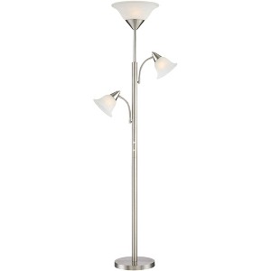 360 Lighting Jordan Modern Torchiere Floor Lamp with Side Lights 71 1/2" Tall Brushed Nickel Alabaster Glass Shade for Living Room Reading Bedroom - 1 of 4